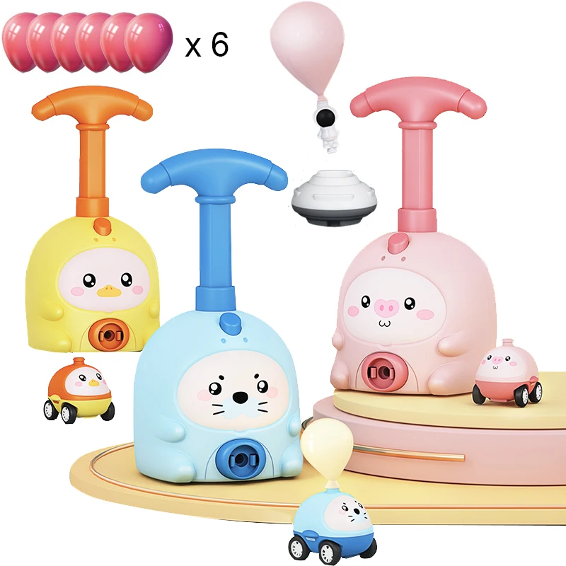 

Educational Cartoons Toy Power Balloon Car Montessori Toys Experiment Toy Inertial Launch Tower Cars Toys for Children Gift