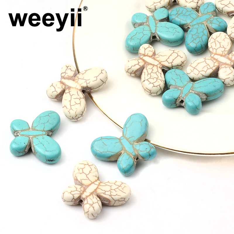 

Бирюзовые бусины из натурального камня с большой бабочкой, бусины россыпью для изготовления ювелирных изделий ручной работы, аксессуары «сделай сам» для браслетов, ожерелий, 20 х25 мм