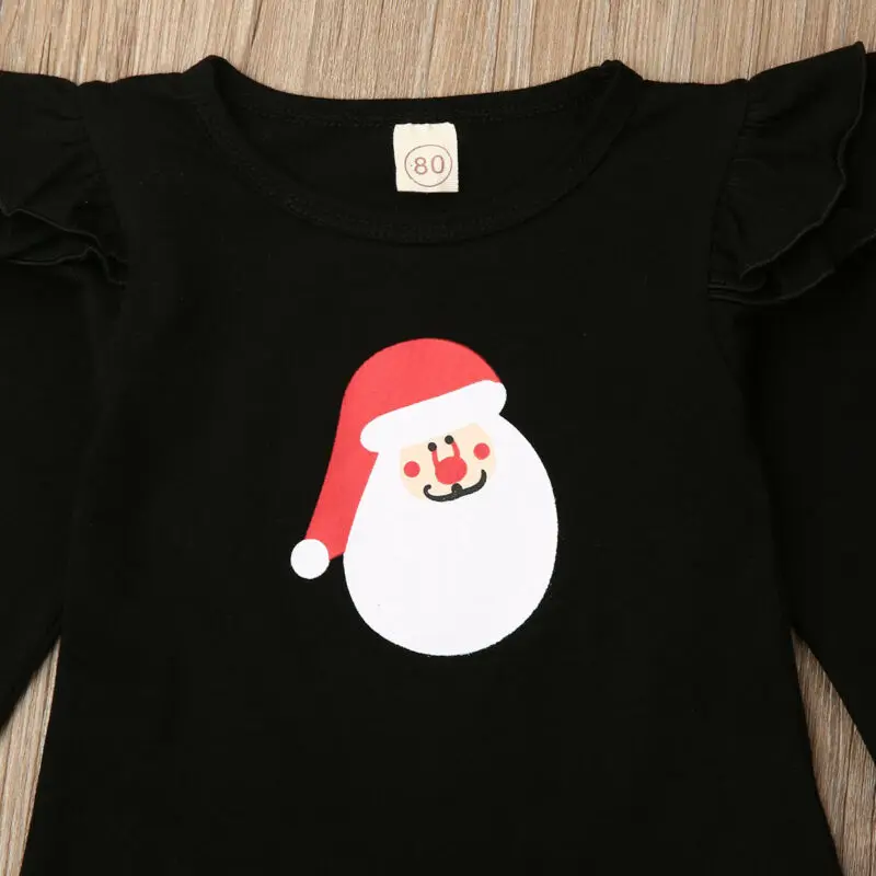 

AU Kid Baby Girls Xmas Santa Tops T-shirt Overall Strap Skirt Christmas Clothes