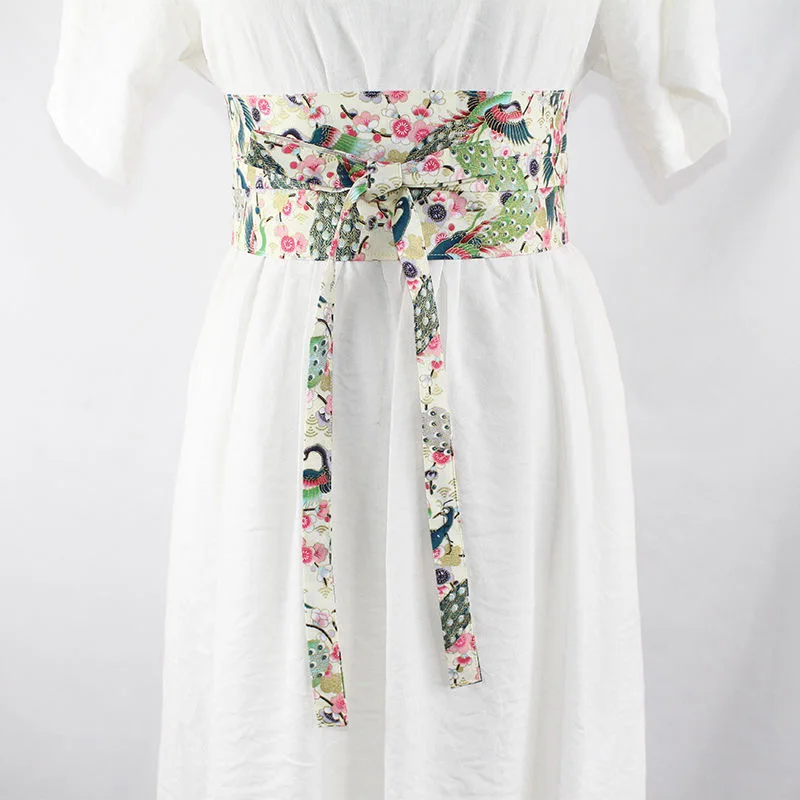 32 Цвета японские кимоно кран с принтом и поясом традиционный Hanfu ретро платье