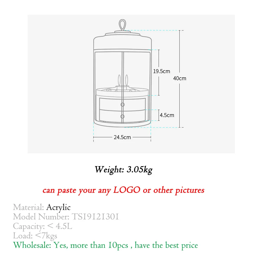 360 Вращающийся ящик для хранения косметики держатель кистей настольный