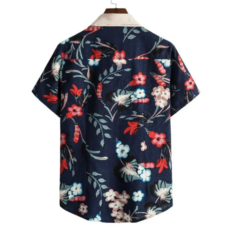 

Men Short Sleeve Button Down Shirt Blouse Summer Floral Casual Loose T-shirt Top oversized Printing