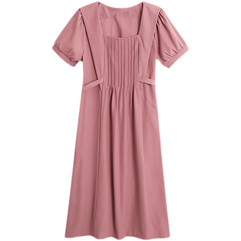 

9233# 2021 Summer Korean Fashion Pleated Ties Waist Slim Maternity Party Dress Elegant Clothes for Pregnant Women Slim Pregnancy