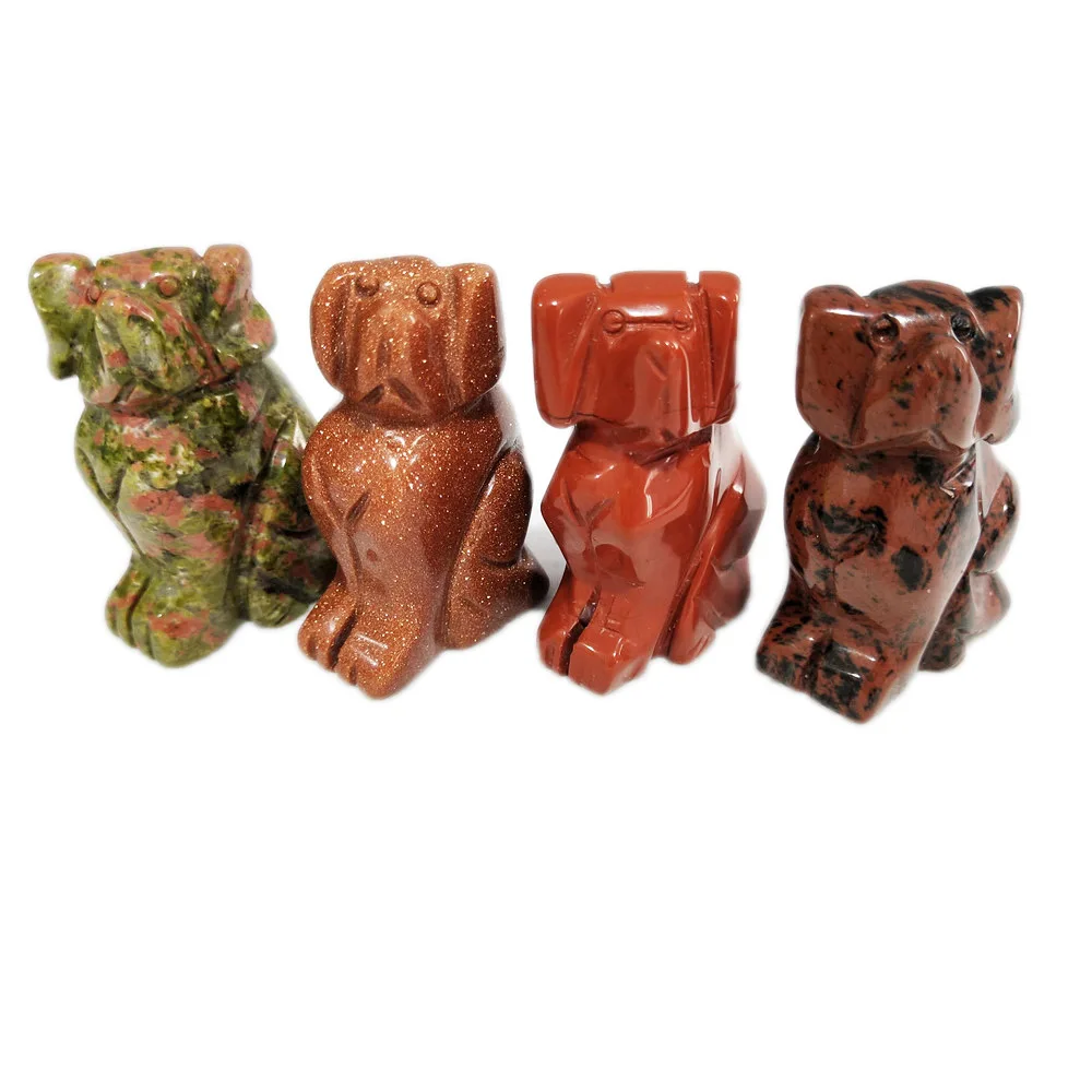 2 inch Natural Gemstone Hand Carved Quartz Crystal Dogs Decoration Gift Animal Figurines ZX | Дом и сад