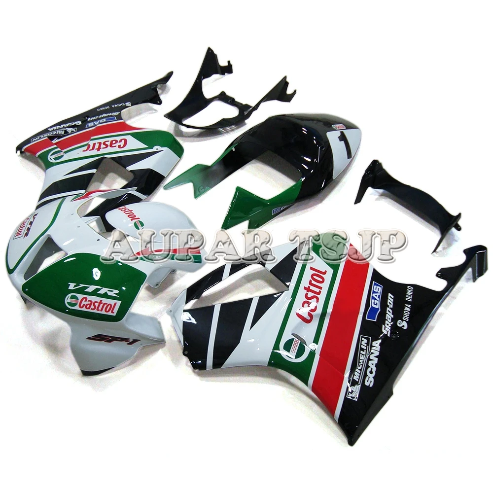 

Castrol White Green and Black Lower Fairings For Honda VTR1000F Firestorm 97 98 1999 2000 2001 02 03 04 2005 Motorcycle Cowlings
