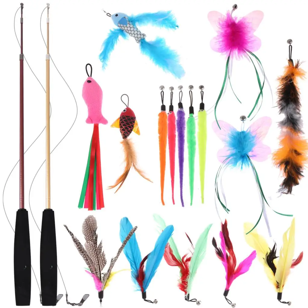 

Cat Worm Toy Replacement Refill Colorful Feather Dangler Refills