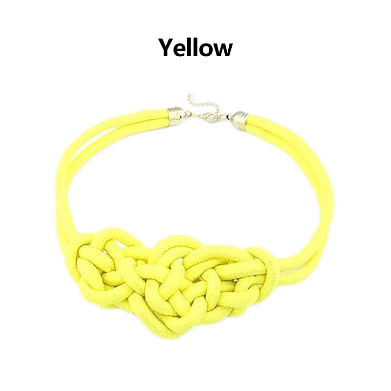 yellow Новинка ручной работы тканый китайский узел из хлопчатобумажной веревки Флуоресцентный цвет ожерелье ручной вязки многоцветные Подвески китайские узлы - Окраска металла: yellow