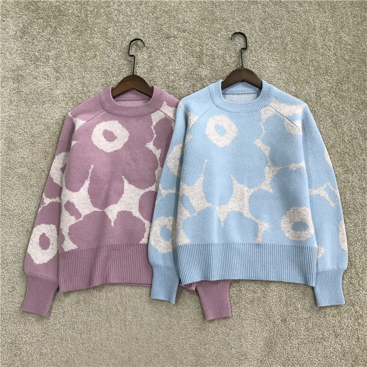 

Autumn and 2021 Winter New Round Neck Long-sleeved Wool Knit Sweater Outer Wear Pullover Women