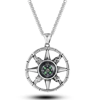 new personality retro mens compass necklace fashion creative outdoor wilderness survival necklace jewelry wholesale
