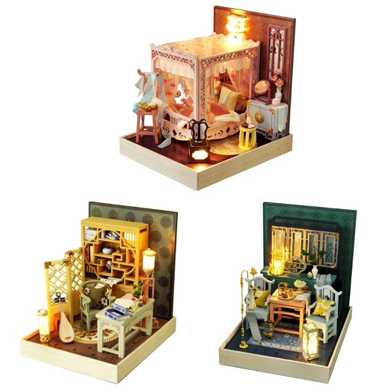 

Dollhouse Miniature with Furniture, DIY Wooden Dollhouse Kit Plus Dust Proof , 1:24 Tiny House Building Kitï¼Œ(Chinese Ancientï¼‰