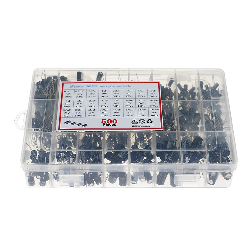 500 шт./кор. 24 разнообразных наборов &quotэлектролитные конденсаторы 0 1 мкФ-1000 мкФ