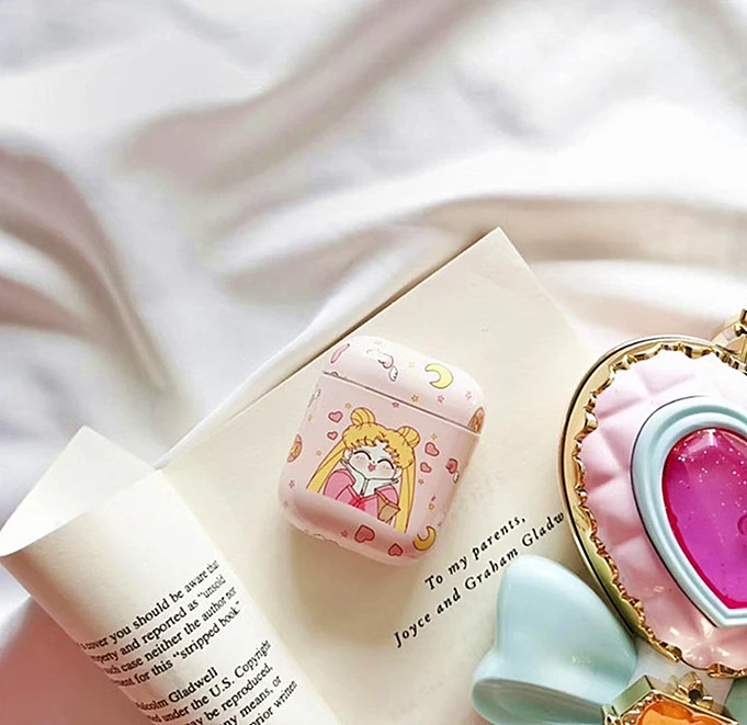 Милый розовый чехол Sailor Moon для airpods, аксессуары с героями мультфильмов для Airpods, сумка для зарядки, Bluetooth наушники, защитный чехол, чехол