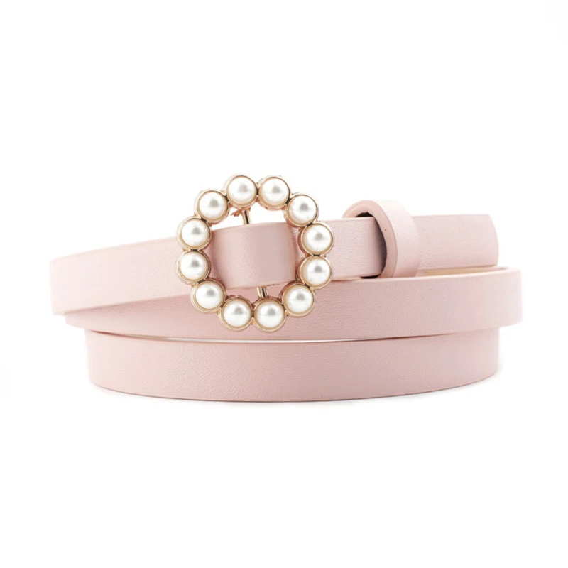 pink belt Жемчужный ремень, кожаные женские черные дизайнерские модные ремни для джинсов без пряжки, красные пояса для девочек harajuku ceinture femme - Цвет: pink belt