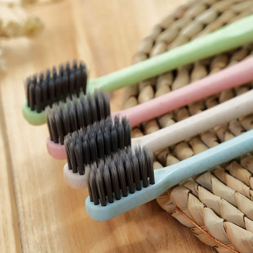 

Wheat Straw Toothbrush Tooth Cleaning Brush Soft Slim Bamboo Charcoal Bristle Brush Adult Kids Teeth Brush K-866