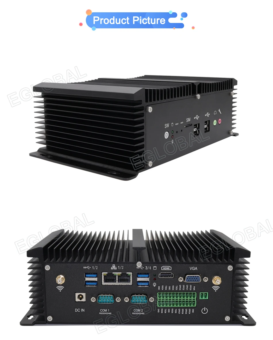 Промышленный мини-ПК без вентилятора i5 8250U i7 7500U 2* DDR4 2* Lans настольный компьютер Win10 Linux 2* COM GPIO 4G SIM VGA HDMI WiFi