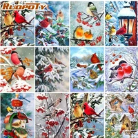 ruopoty diy painting by numbers snow bird handpainted on canvas artwork paints diy gift wall home decor gift colouring