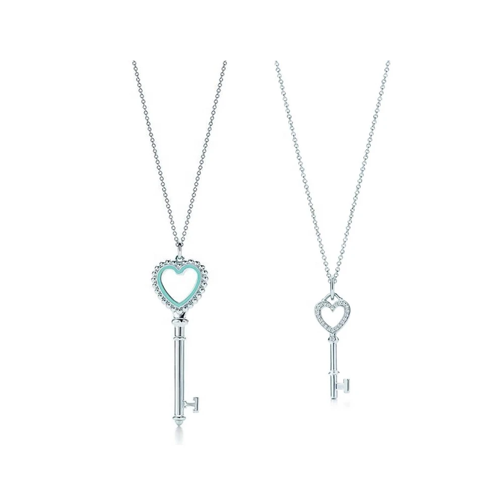 

Luxury 925 sterling silver key pendant necklace, cubic Zirconia 1:1TF