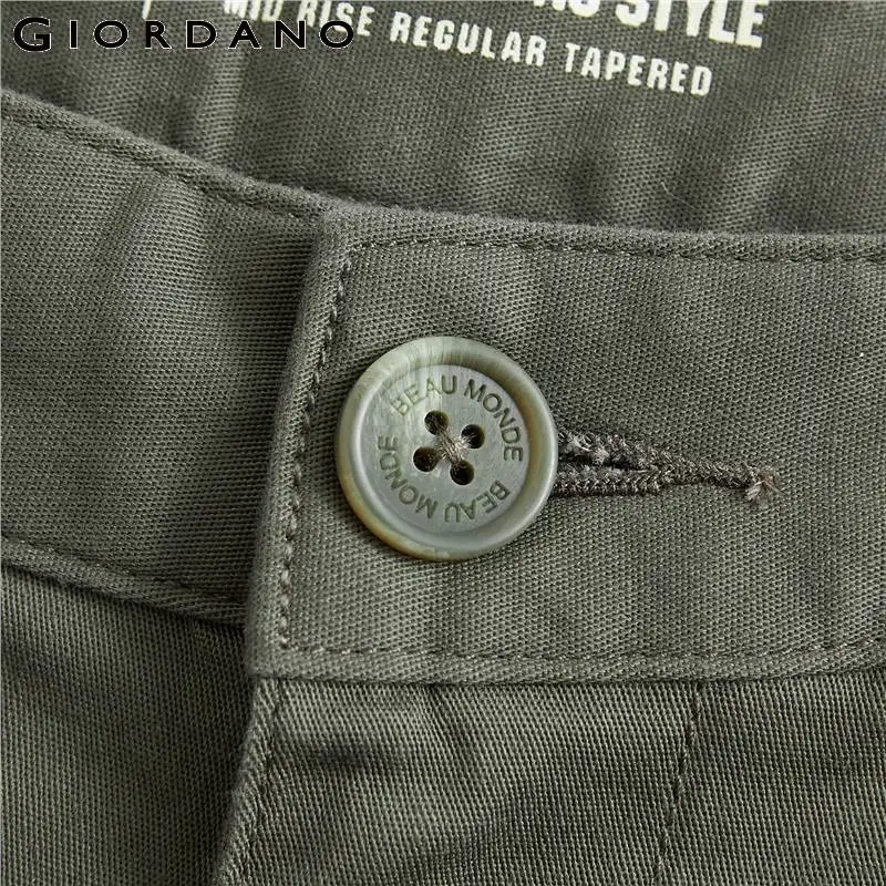 

Giordano Men Pants Mid Waist Stretchy Cargo Pants Zip Fly Solid Trousers Full Length Pantalones Hombre 13119807
