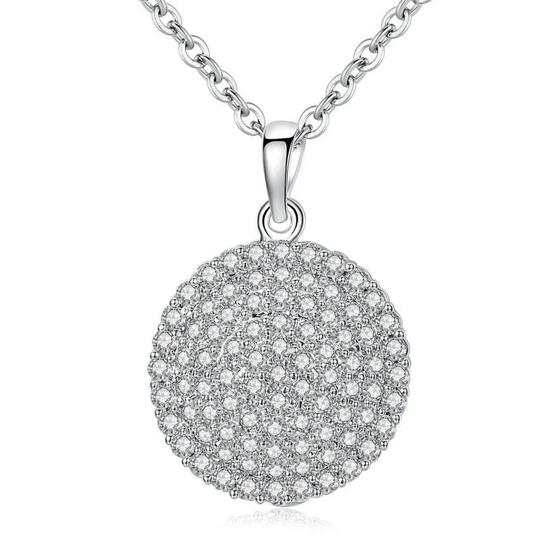 

IHUES 1 Fashion Simple Disc Necklace Sterling Silver Personality Large Round Pendant Jewelry Gift Ladies Necklace Necklace