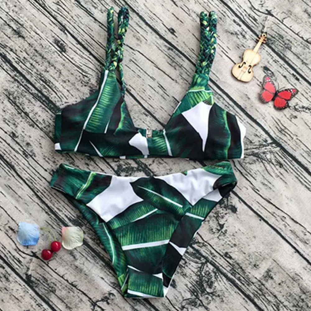 

sexy ladies' swimwear bikinis women print floral bikini women swims monokini tankini two pieces green plus size XL C0984