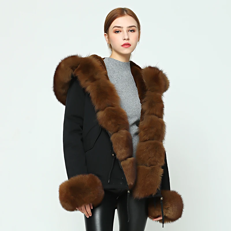 OFTBUY, парка, зимняя куртка для женщин, большой натуральный Лисий мех, воротник, теплая Толстая парка, верхняя одежда, зимнее пальто, женское меховое пальто