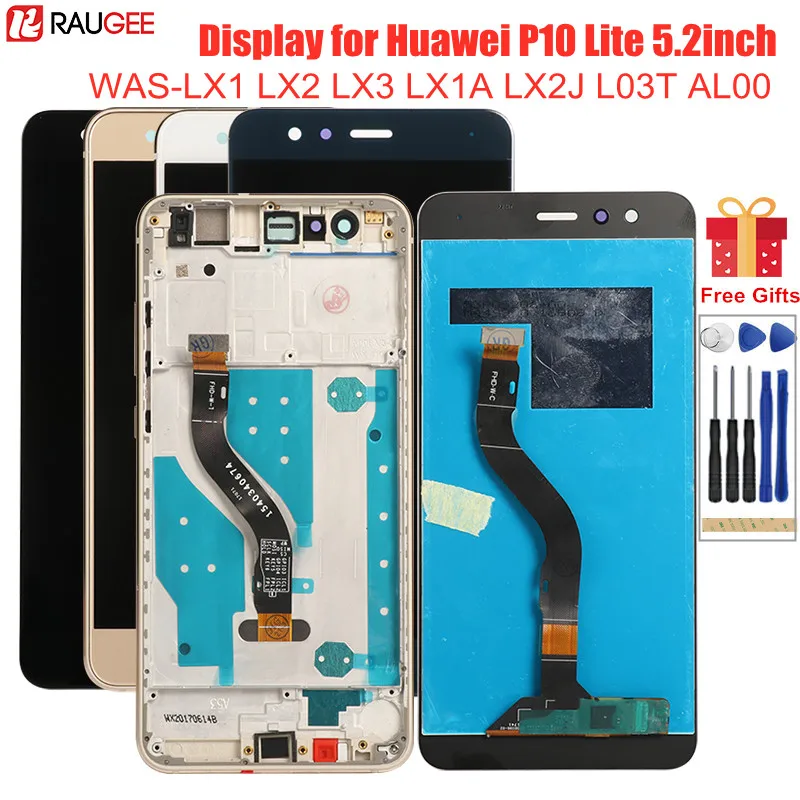 ЖК экран для Huawei P10 Lite дисплей с рамкой сенсорный P 10 5 2 дюймов WAS LX1 LX2 LX3 LX1A LX2J L03T