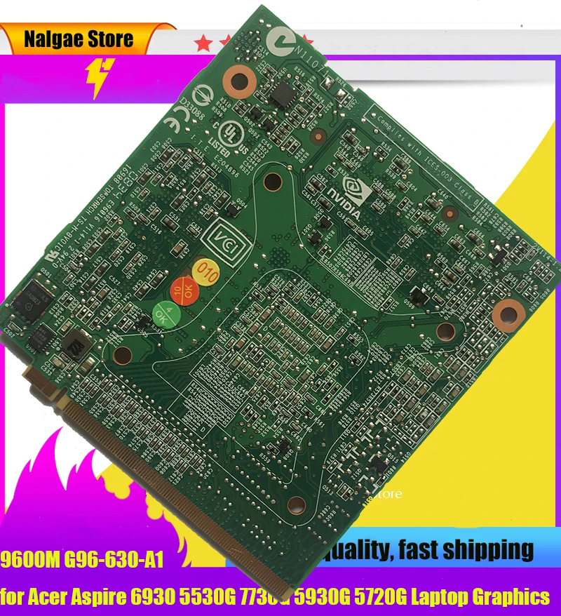 Видеокарта для ноутбука Acer Aspire 6930 5530G 7730G 5930G 5720G nVidia GeForce 9600M GT GDDR3 512 Мб