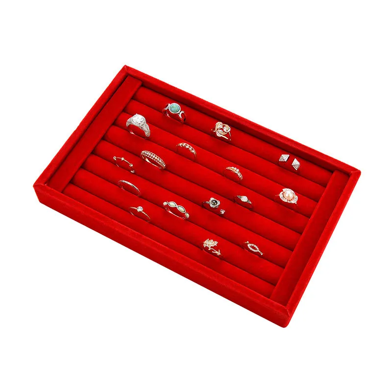 Portable Velvet Jewelry Ring Earring Insert Display Cufflinks Organizer Box Wooden Flat Stackable Tray Holder Storage Showcase | Украшения