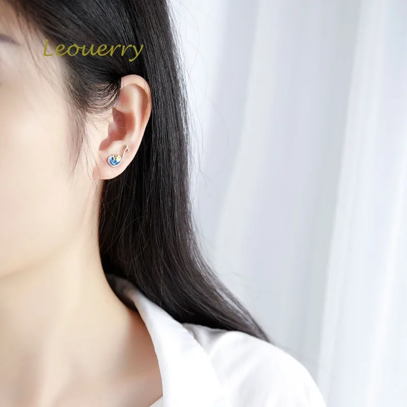 Женские серьги-гвоздики из серебра 925 пробы с Луной и звездами | Украшения