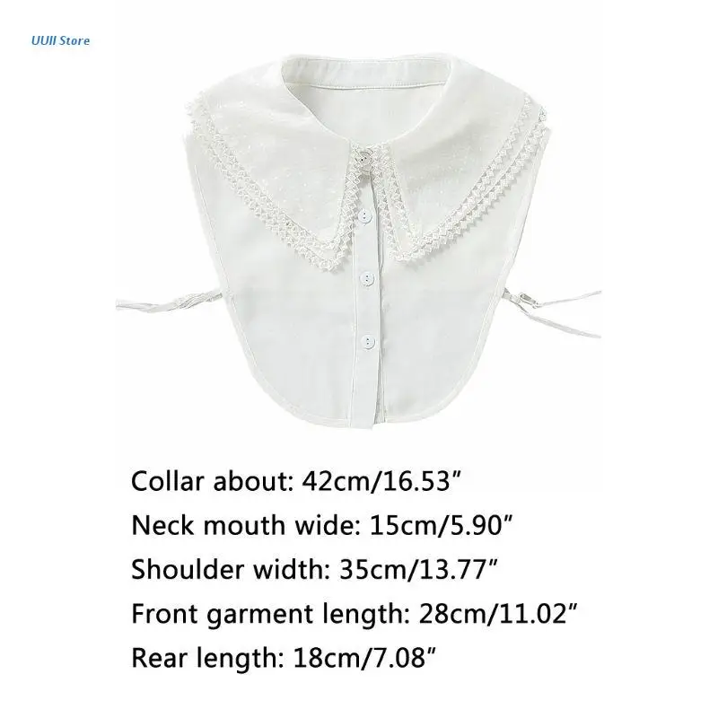 

Women Sweet Doll Fake Collar Layered Hollow Rhombus Lace Detachable Half-Shirt
