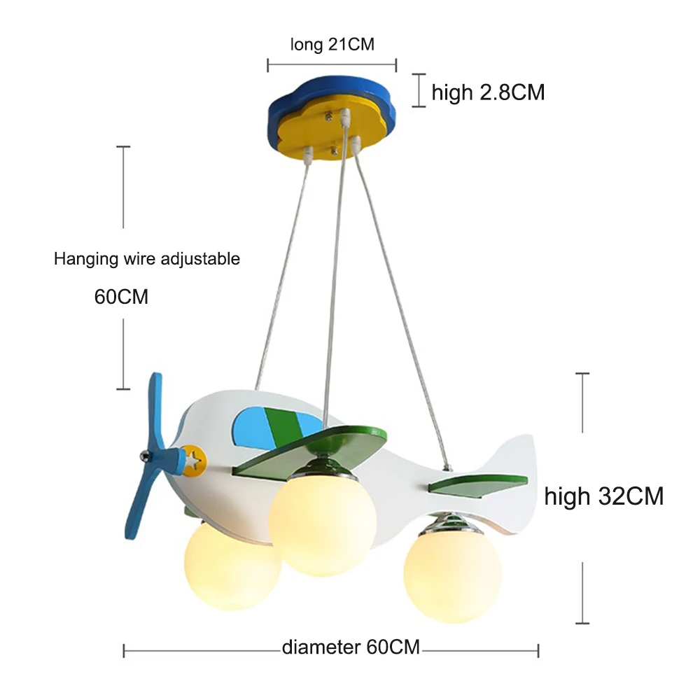 Деревянная люстра в виде самолета Современная креативная скандинавском стиле E27