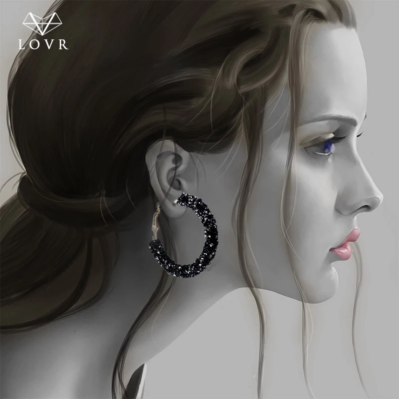 

LOVR 2019 New Classic Vintage Korean Big Earrings for Women Fashion Gold Cubic zirconia Drop Dangle Earring Geometric Jewelry