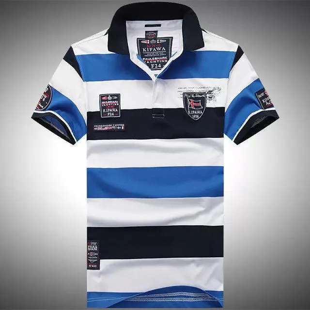 

Summer Striped Polo Shirts Short Sleeve Men Cotton Breathable Tops New Fashion Shark Brand Comfortable Casual Clothes Business