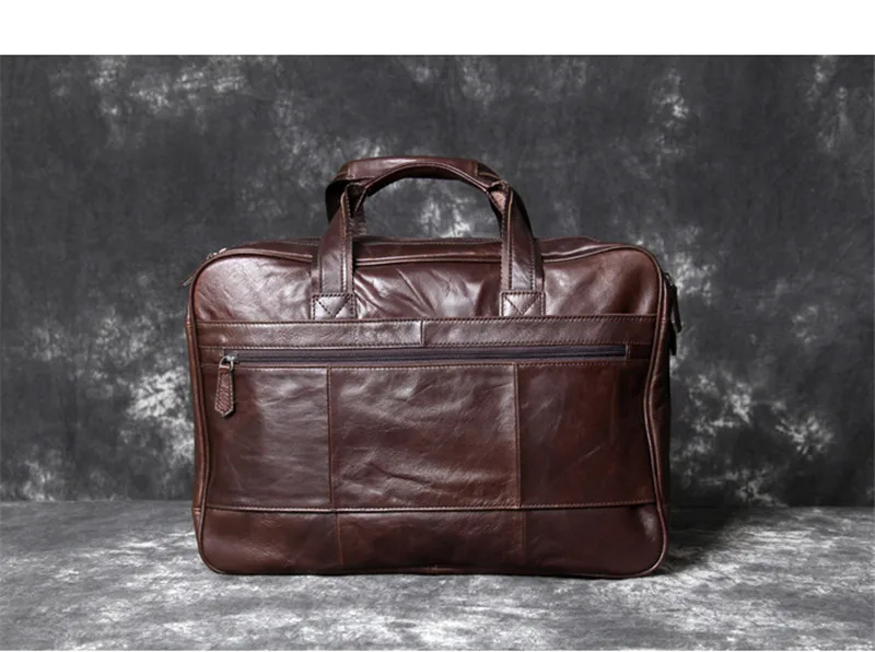 Retro high quality Genuine leather men's briefcase handbag casual simple natural leather large capacity laptop bag travel bag