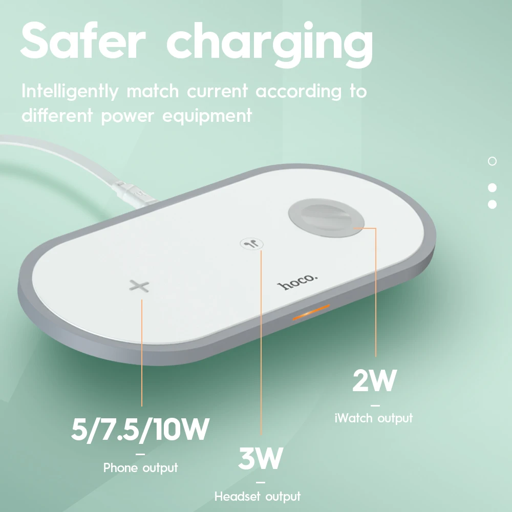 hoco 3 in 1 wireless charger pad qi fast charging for iphone 11 12 pro max xs xr quick charger for iwatch 5 4 3 2 1 airpods pro free global shipping