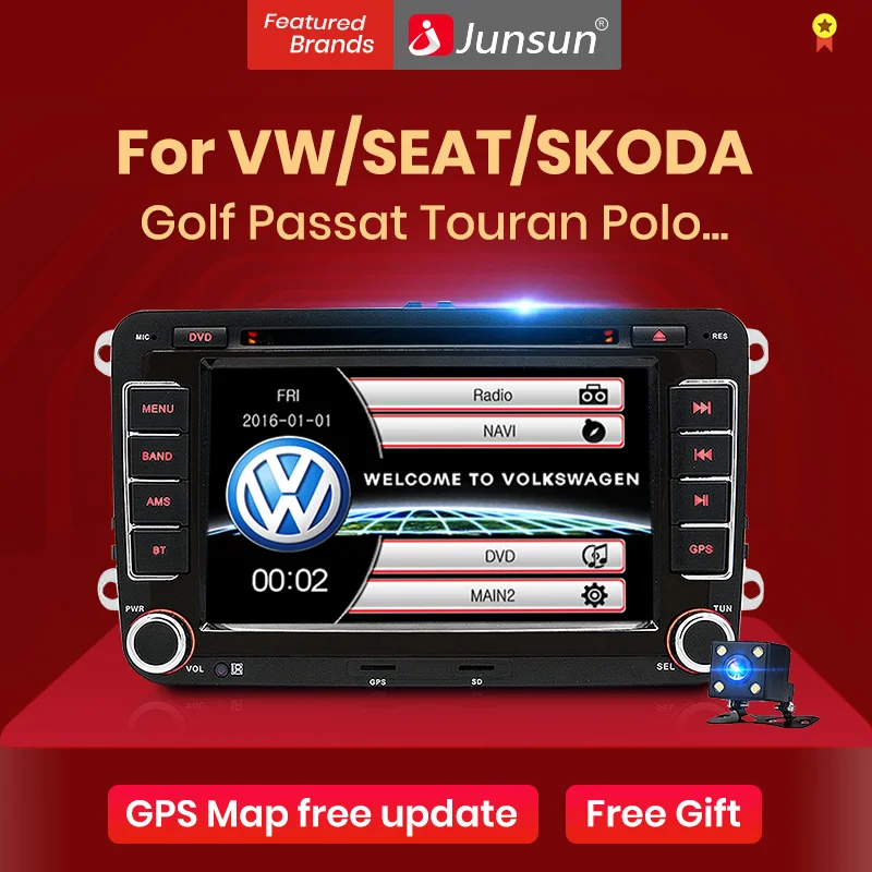 Junsun 2 din " автомобильный DVD Радио мультимедийный плеер авторадио для VW Golf 5 Passat b6 SEAT leon Tiguan Polo Skoda Octavia