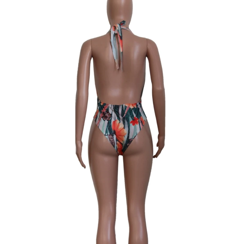 

2021 Summer Beach Style Floral Printed Halter Bikini Maxi Cardigan Cover Up 2 Piece Set Bathing Suit Swimsuit Swimwear Bohemian