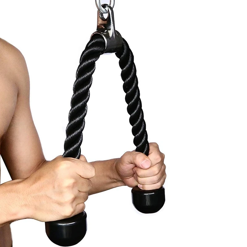 

70cm Triceps Rope Pull Down Cord Heavy Duty Rope with Two Carabiner for Home Gym Bodybuilding Exercise Workout Fitness