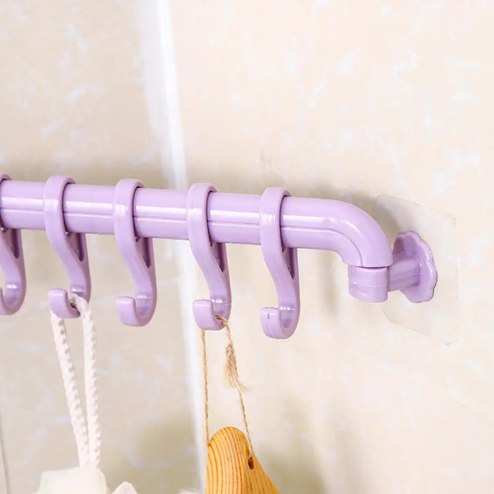 

Creative 6Hooks Towel Rack Bathroom Kitchen Wall Rotated Base Corner Holder Tool
