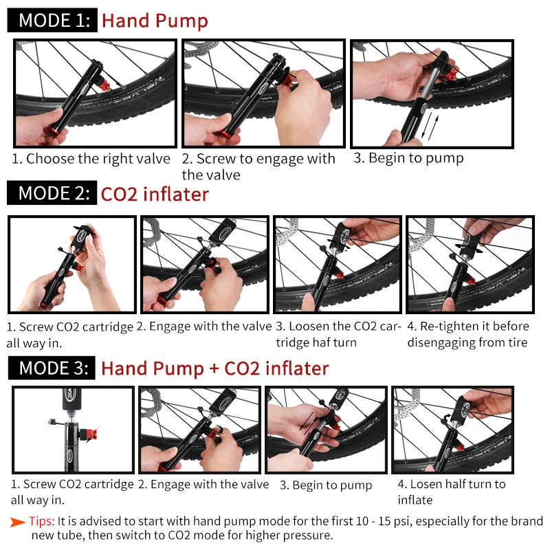 

160psi Schrader Presta Valve Bicycle Pump Road Bike Co2 Combo Mini Portable Inflator MTB Cycling CNC Hand Pump Air Inflator