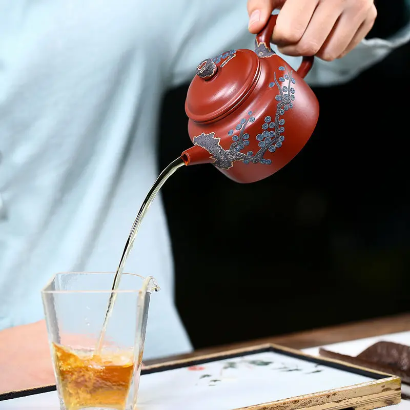 

Yixing bamboo tea hall are recommended by pure manual dahongpao clock teapot