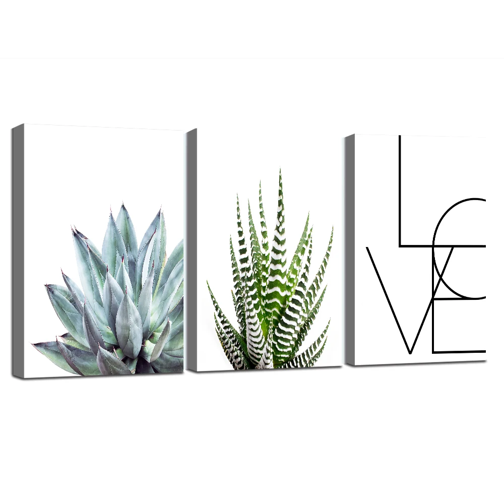 

Succulent Green Plant Leaf Posters Wall Art for Living Room Decor Prints Framed Canvas Painting Minimalist Artwork Ready To Hang