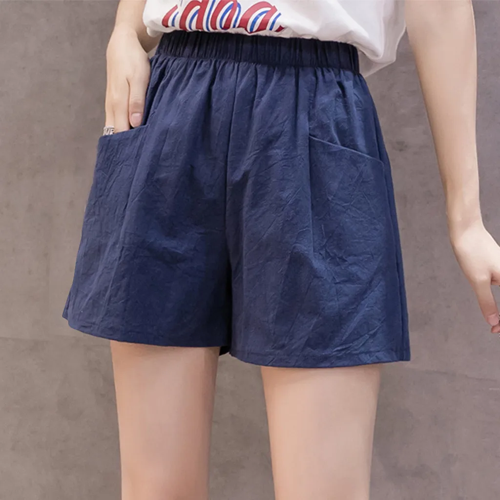 

Cotton Linen Shorts Women High Waist Loose Casual Thin Wide Leg Shorts Loose Solid Candy Color Shorts Beachwear Summer Shorts