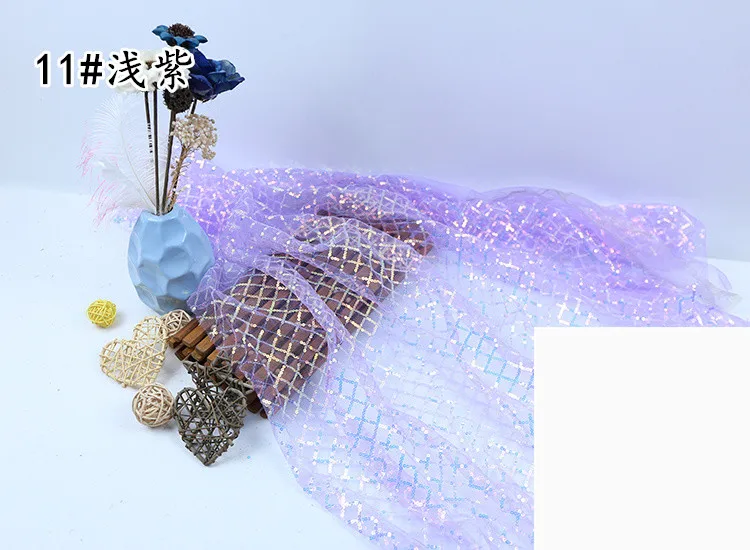 light purple 150 см* 100 см голографическая клетчатая сетчатая ткань с Блестками одежда лазерное свадебное украшение из ткани сетка Марля симфония фоновая ткань - Цвет: light purple