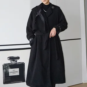 Тренчкот мужской зимний из искусственной овечьей шерсти с поясом