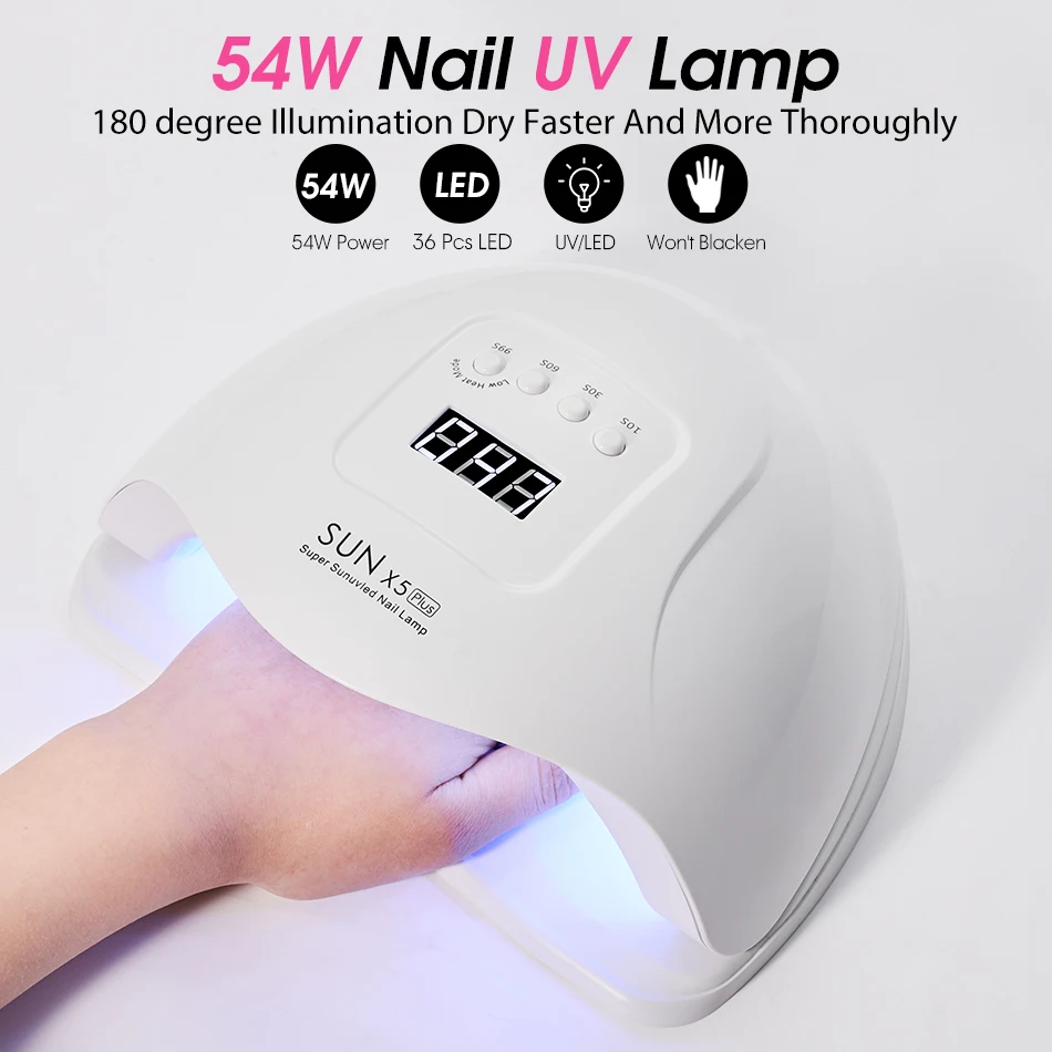 MORDDA SUN 5X Plus Nail Dryer For Manicure UV LED Lamp 72W/54W/48W Ice Drying Gel Polish Varnish | Красота и здоровье