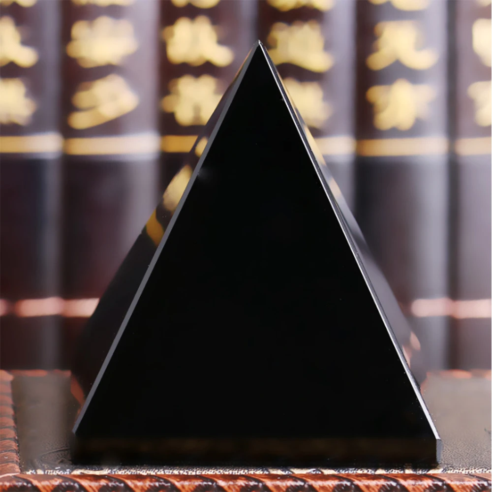 

Pyramid Healing Crystal Black Natural Obsidian Quartz Crystal for Home Decor Beautiful Lustrous Surface Stones and Crystals