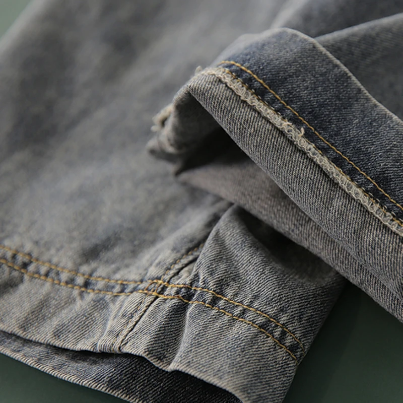 

Female Jeans Loose Big Straight Womens Denim Pants Bottom Chain Pocket Street Casual Bleached Oversize Elastic Waist B04051429