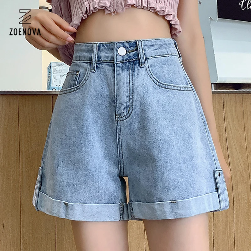 Short en Denim bleu clair à enrouler pour femmes, vêtement d'été Cool et à la mode, Style coréen mignon, tendance, choix bon marché, 2021
