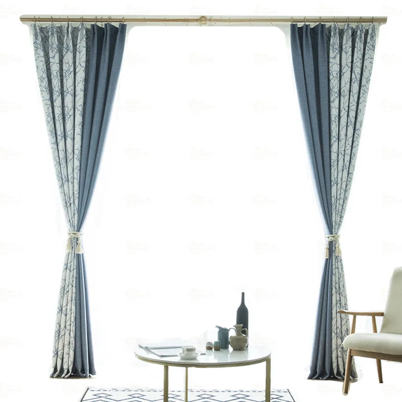 

Nordic Curtains for Living Room Bedroom Modern Ins Wind Living Room Stitching Printing Curtains Finished Product Customization